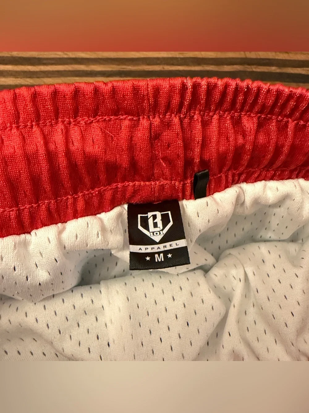 Baseball Lifestyle Men's Gradient Athletic Shorts in Light Blue and Red